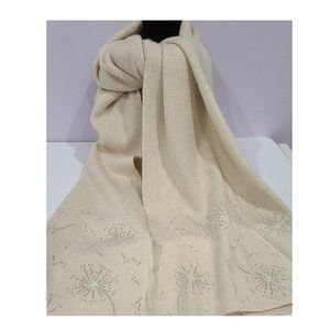 WOOL & ANGORA SCARF WITH PEARL & STONE BEAD DETAIL